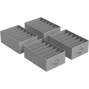 Set of 4 Large Size Wardrobe Clothes Organizers, 6-Compartment Foldable Drawer